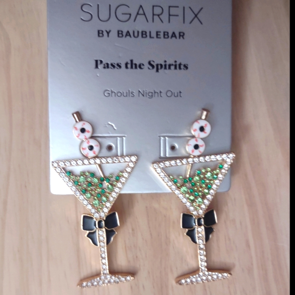 Sugarfix Baublebar Halloween Martini Crystal Charm Large Earrings Y2K Bling